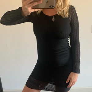 Gryphon bodycon mesh overlay sz 8 black dress